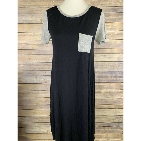 Lularoe XXS Carly Dress Hi Lo Knit Black Gray - Picture 1 of 8